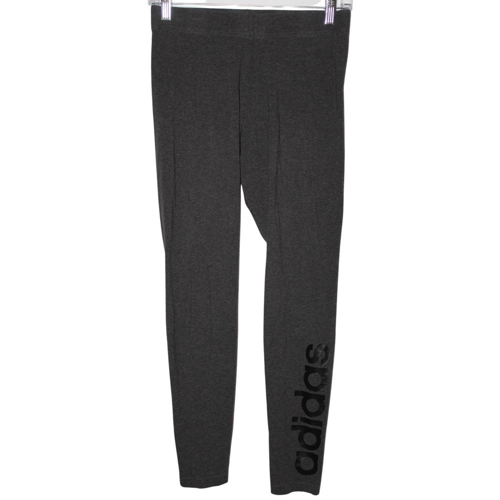Women's Adidas Gray Black Cotton Spandex Athletic Capri Leggings Pants Size M